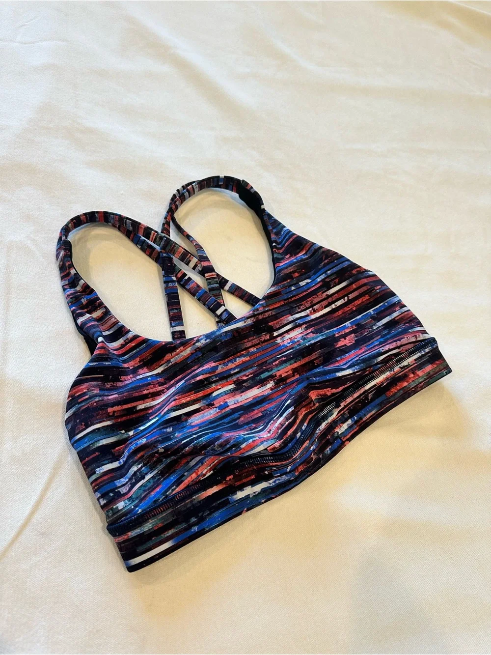 lululemon athletica Striped Multi-Color Sports Bra — Navy, Blue, Pink